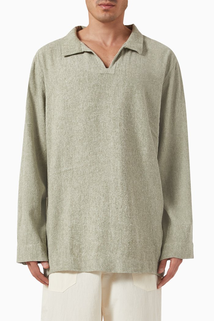 

El Abrazo Shirt in Organic Cotton Blend, Brown