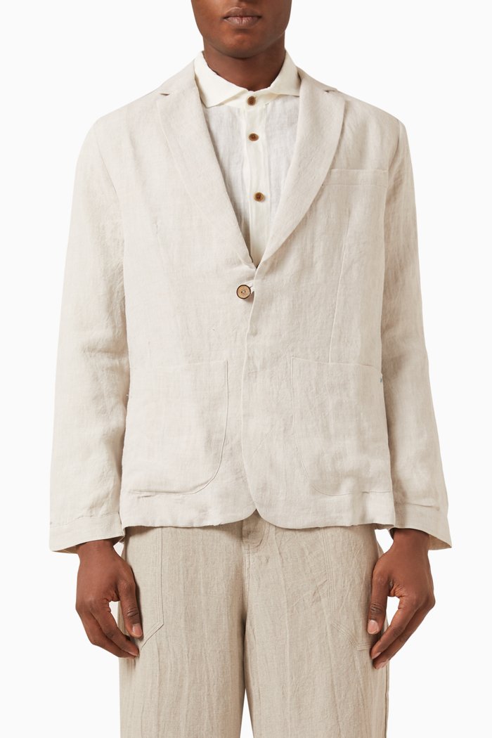 Boda Blazer in Linen, Neutral