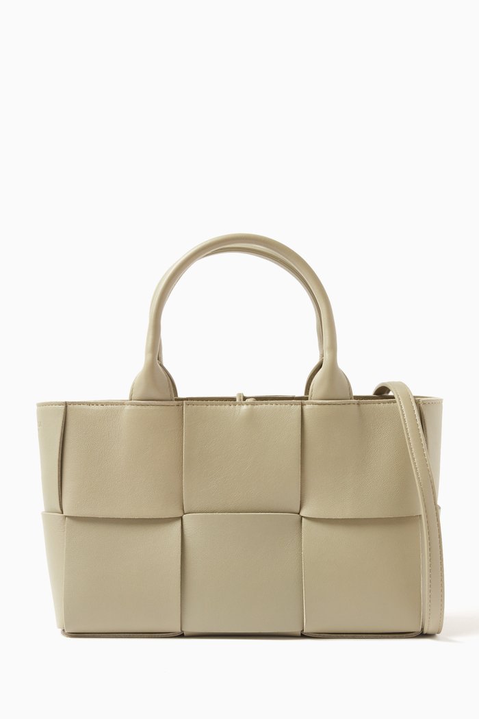 

Mini Arco 29 Tote Bag in Intrecciato Leather, Grey