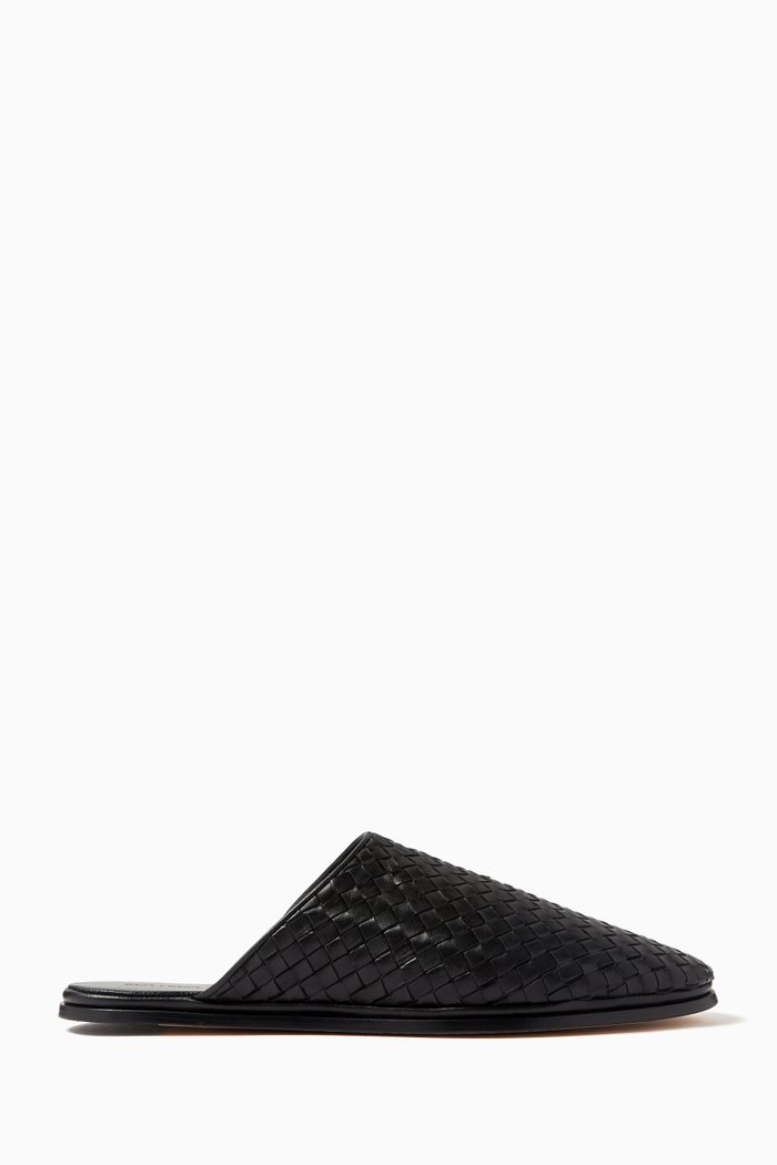 

Slippers in Intrecciato Leather, Black
