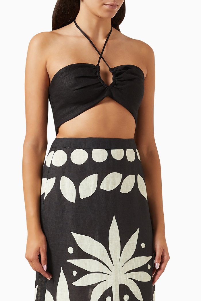 

Bari Halter Top in Linen, Black
