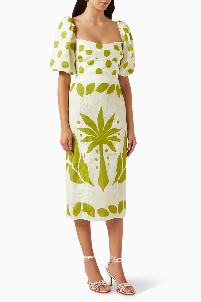 

Chia Midi Dress in Linen, Neutral