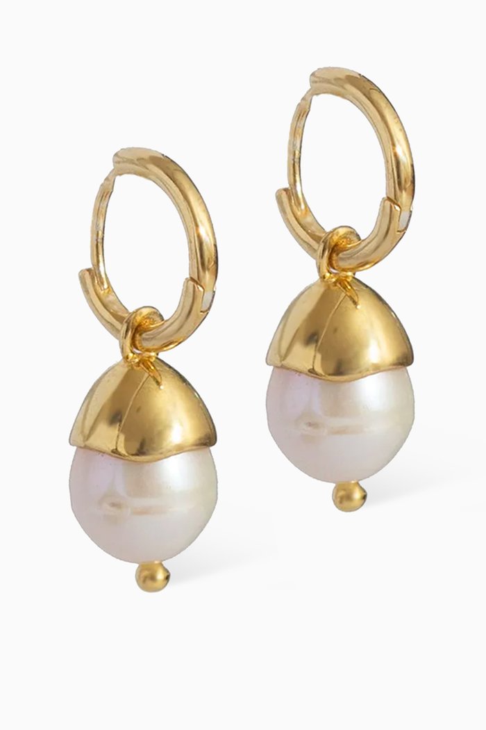 

Perla Hoop Earrings in 18kt Gold-plated Silver, White