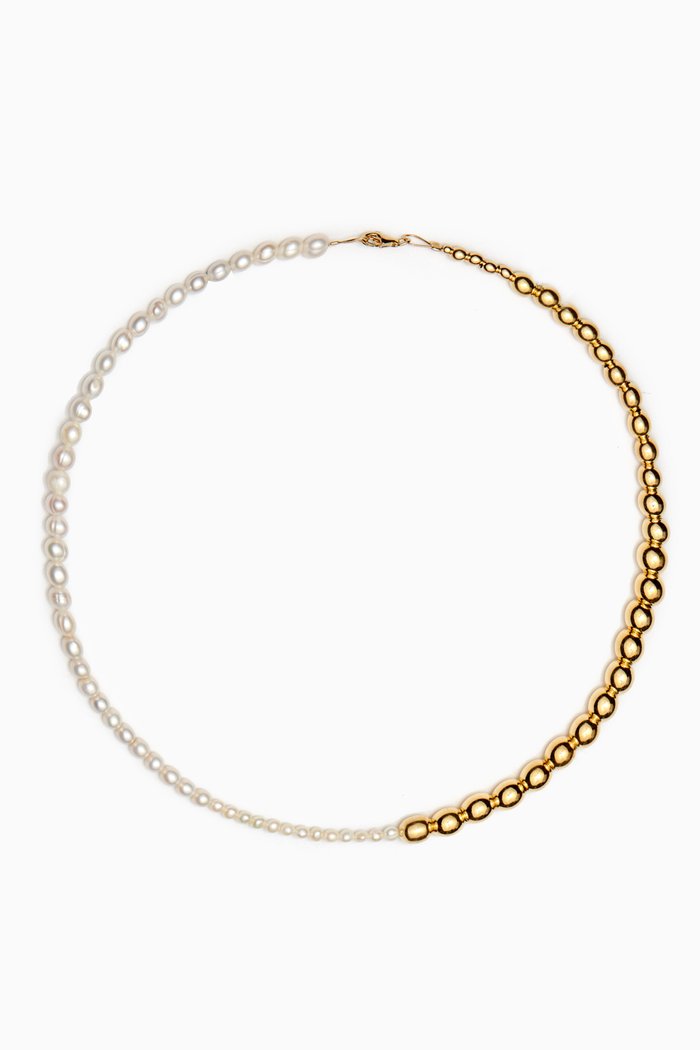 

Talon Pearl Collar Necklace in 18kt Gold-plated Silver, White
