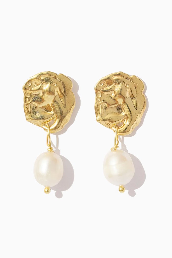 

Wake Earrings in 18kt Gold-plated Silver, White