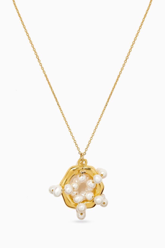 

Pearl Oasis Necklace in 18kt Gold-plated Silver, White