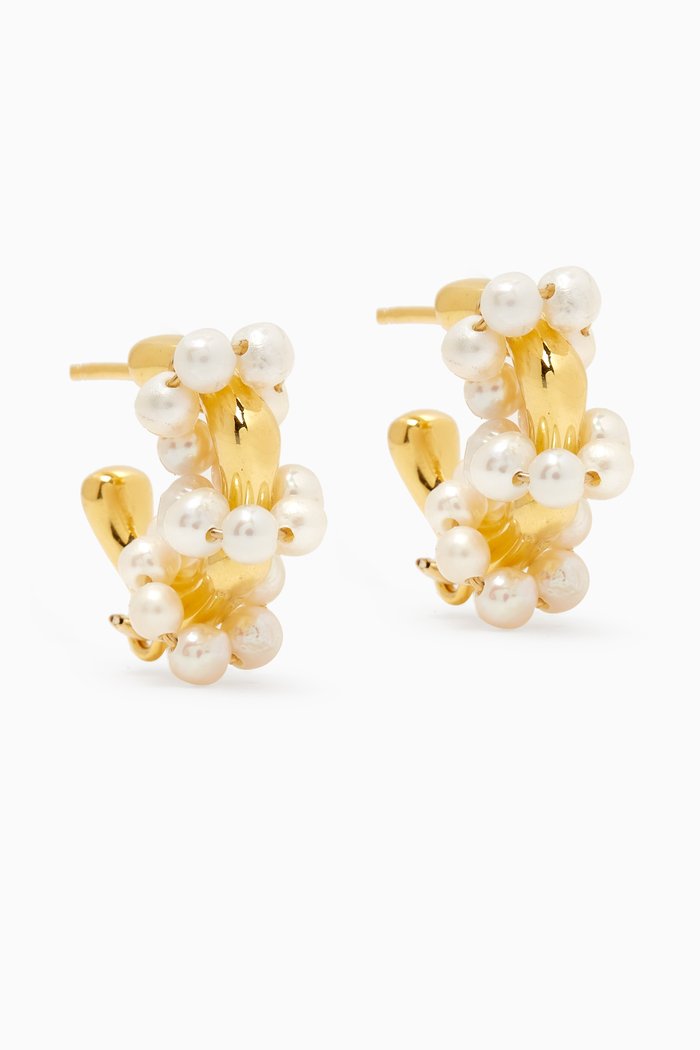 

Ariel Hoop Earrings in 18kt Gold-plated Silver, White