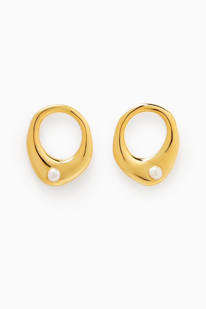 

Fluid Earrings in 18kt Gold-plated Silver, White