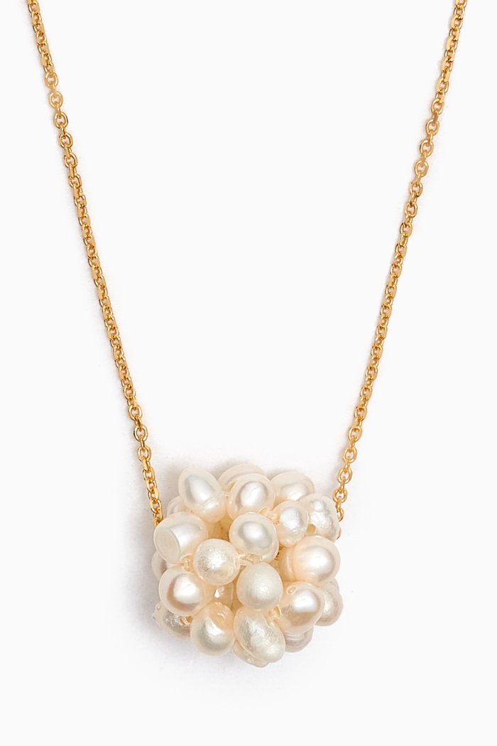 

Pearl Moon Necklace in 18kt Gold-plated Silver, White