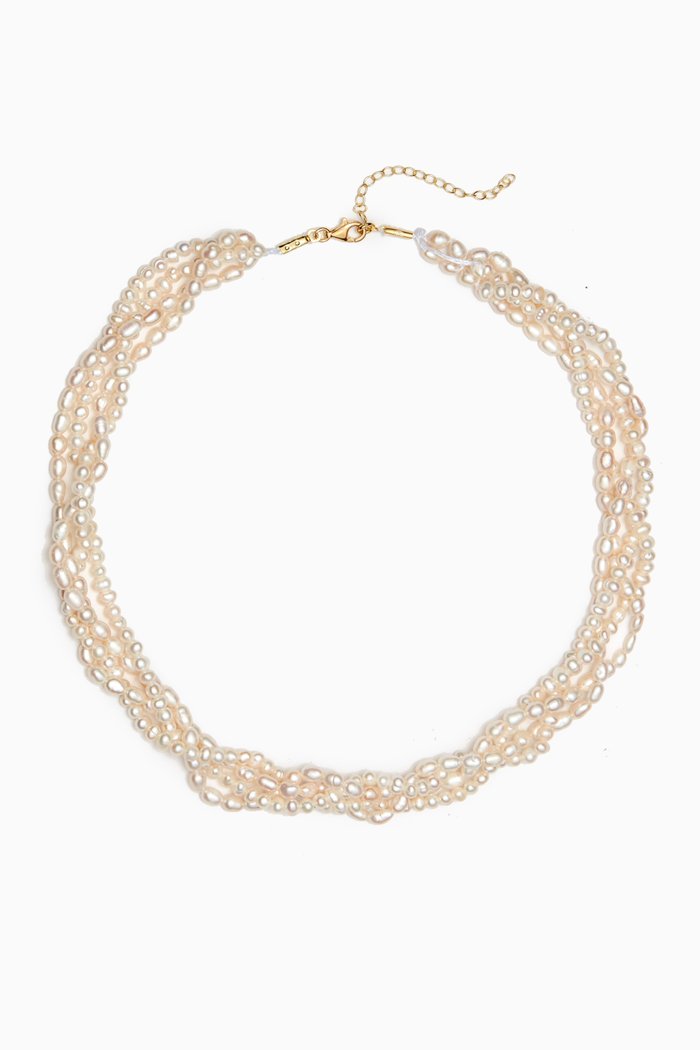 Pearl Braid Necklace in 18kt Gold-plated Silver, White