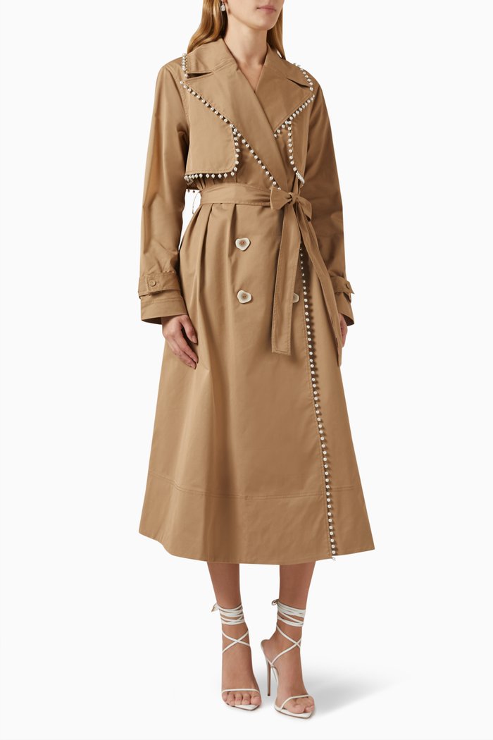 

Constellation Pearl Trim Coat in Cotton-blend, Brown