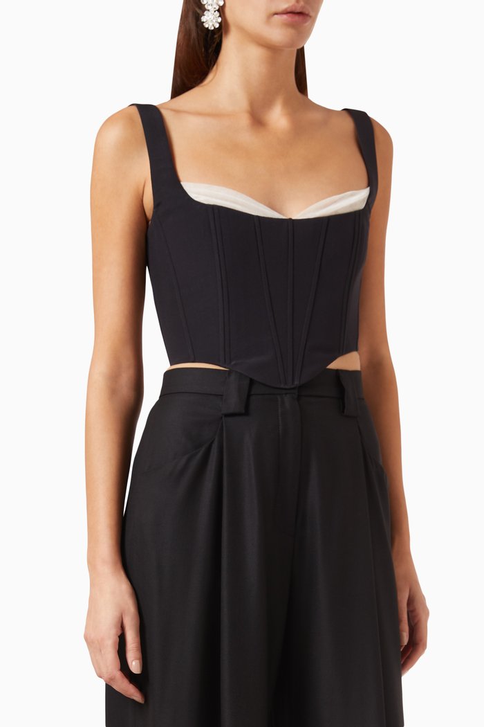 

Cindy Corset Top in Silk, Black
