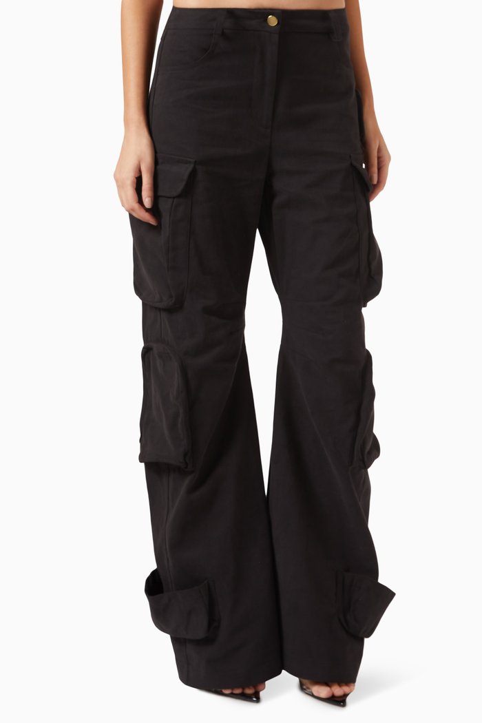 Carola Cargo Pants in Cotton, Black