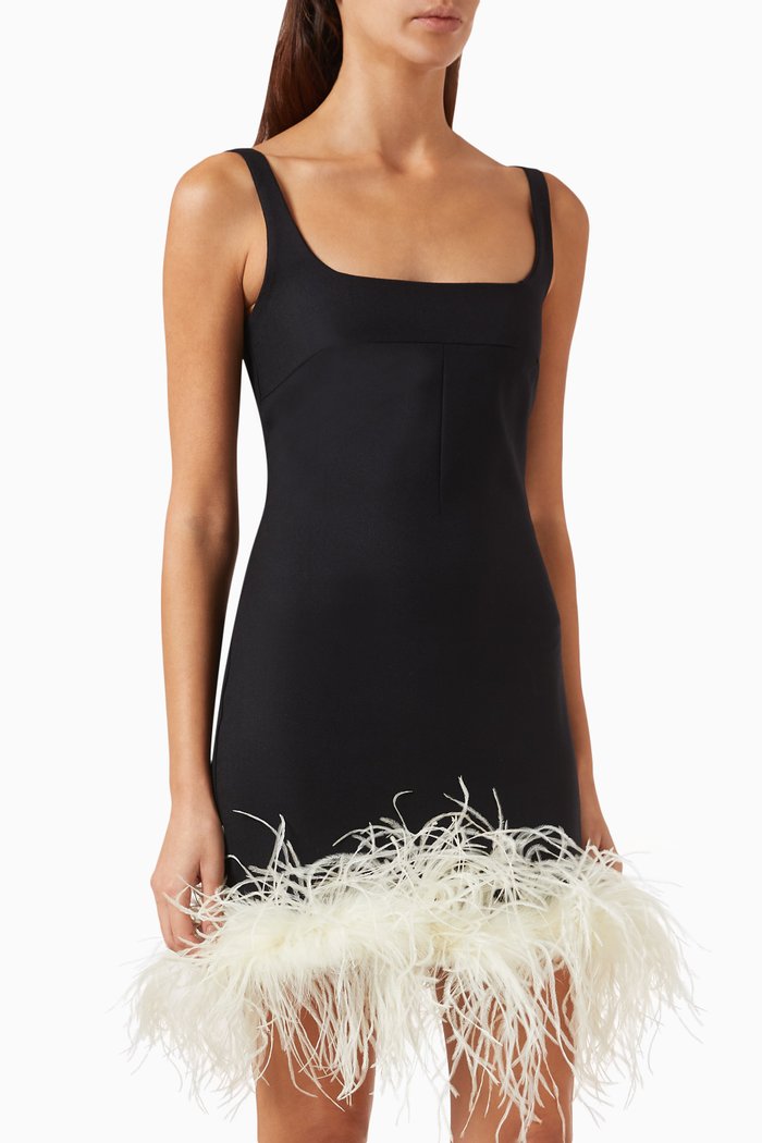 

Rinna Feather Mini Dress in Wool-knit, Multicolour