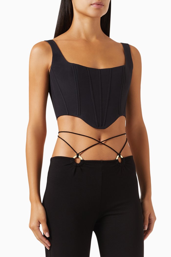 

Cindy 2.4 Corset Top in Silk, Black