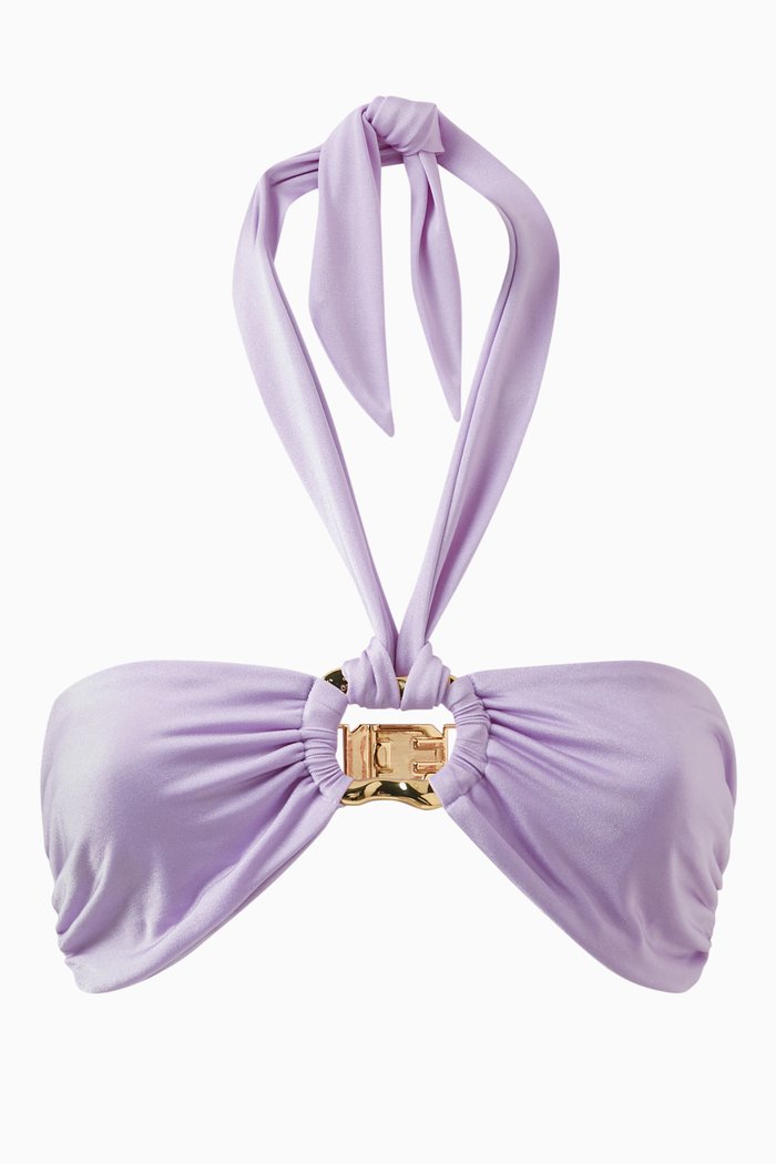 Locket Bandeau Bikini Top, Purple