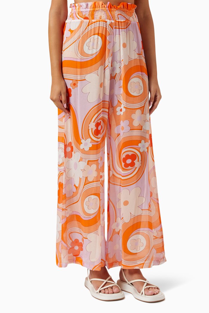 

Mission Shirred Palazzo Pants in Viscose, Multicolour