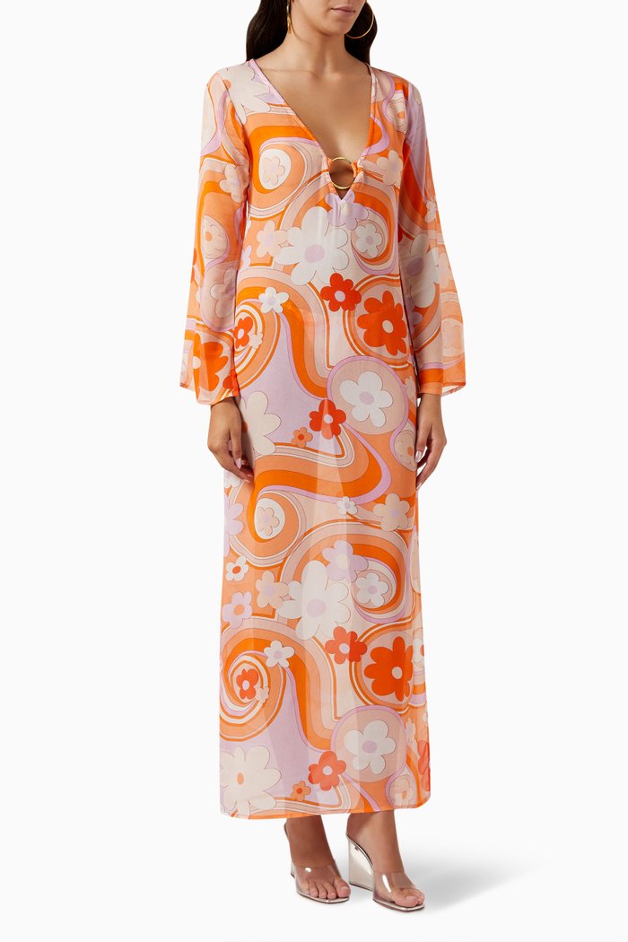

Totem Hoop Cover-up Maxi Dress in Viscose, Multicolour