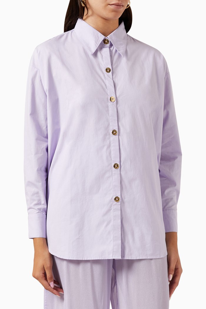 

Shadow Buttoned Shirt in Cotton, Purple