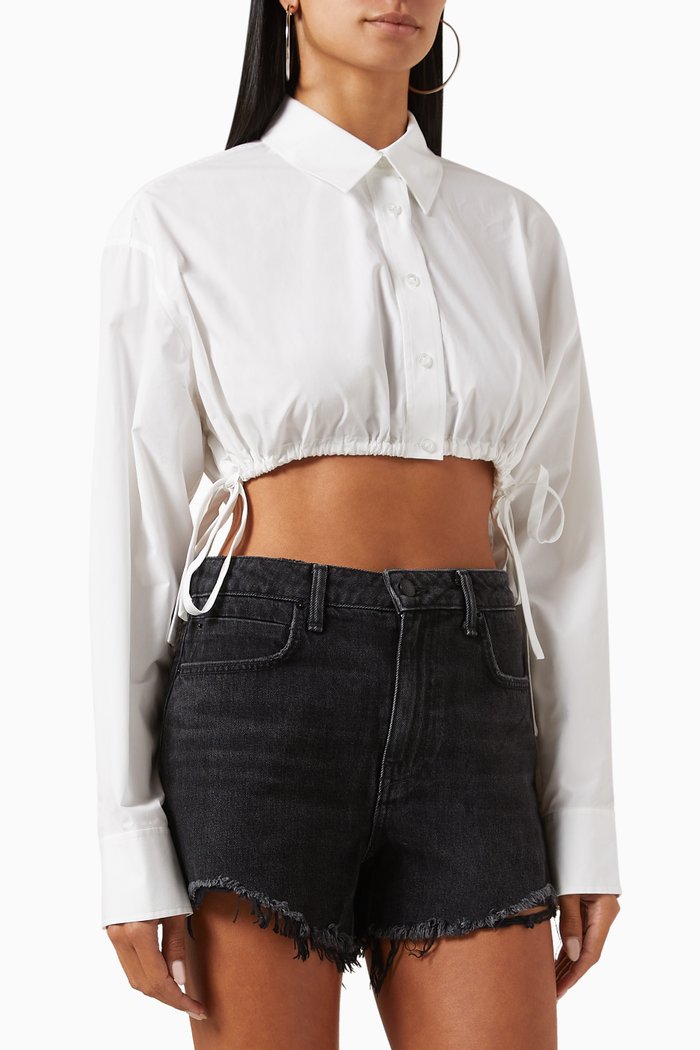 

Cropped Shirt in Compact-cotton, White