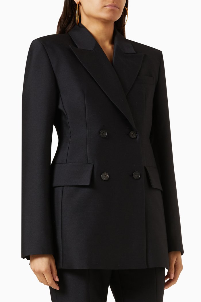 

Double-breasted Jacket in Wool-blend, Black
