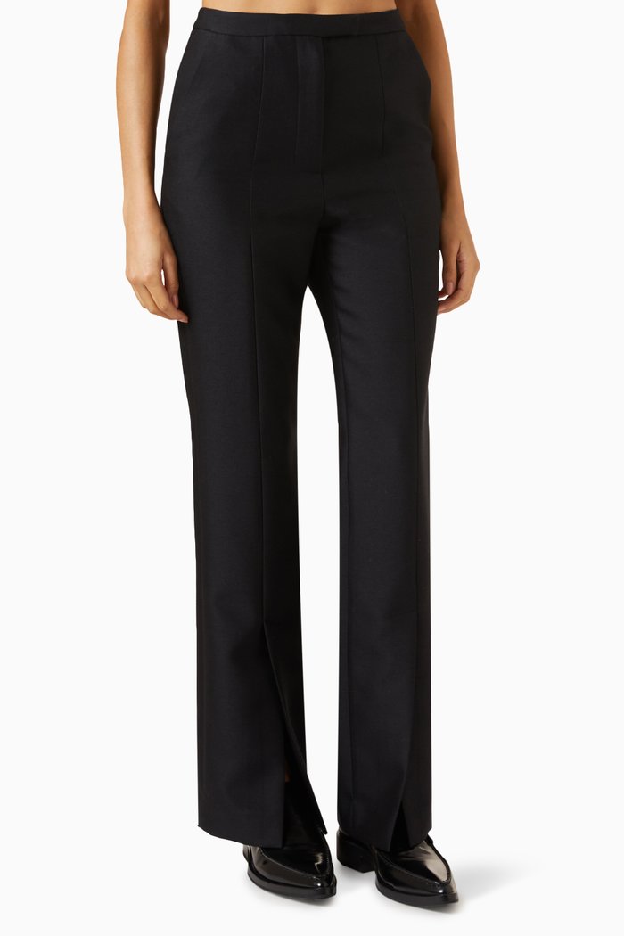 

Front-slit Pants in Wool-blend, Black