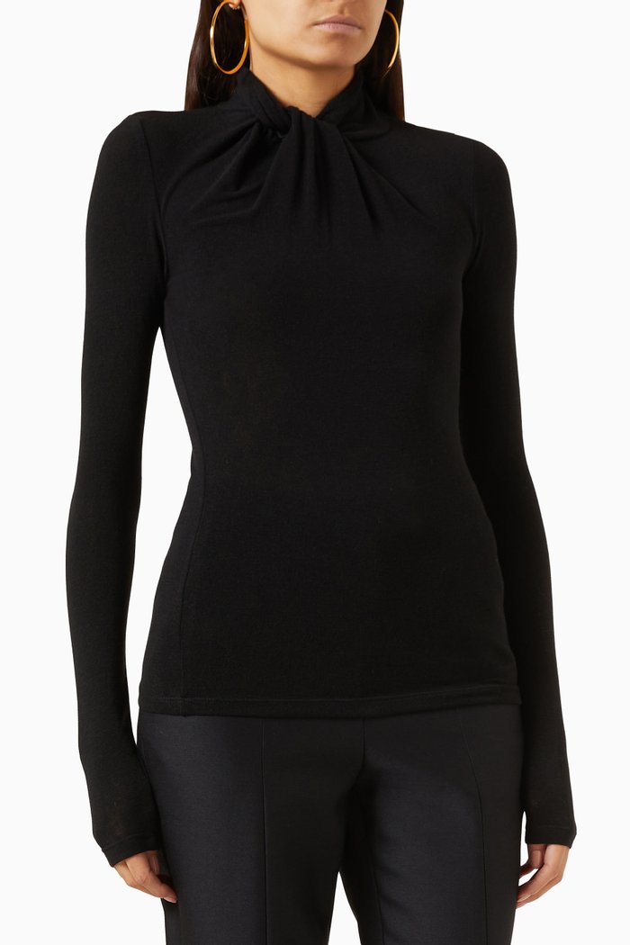 

Front Twist Top in Jersey, Black