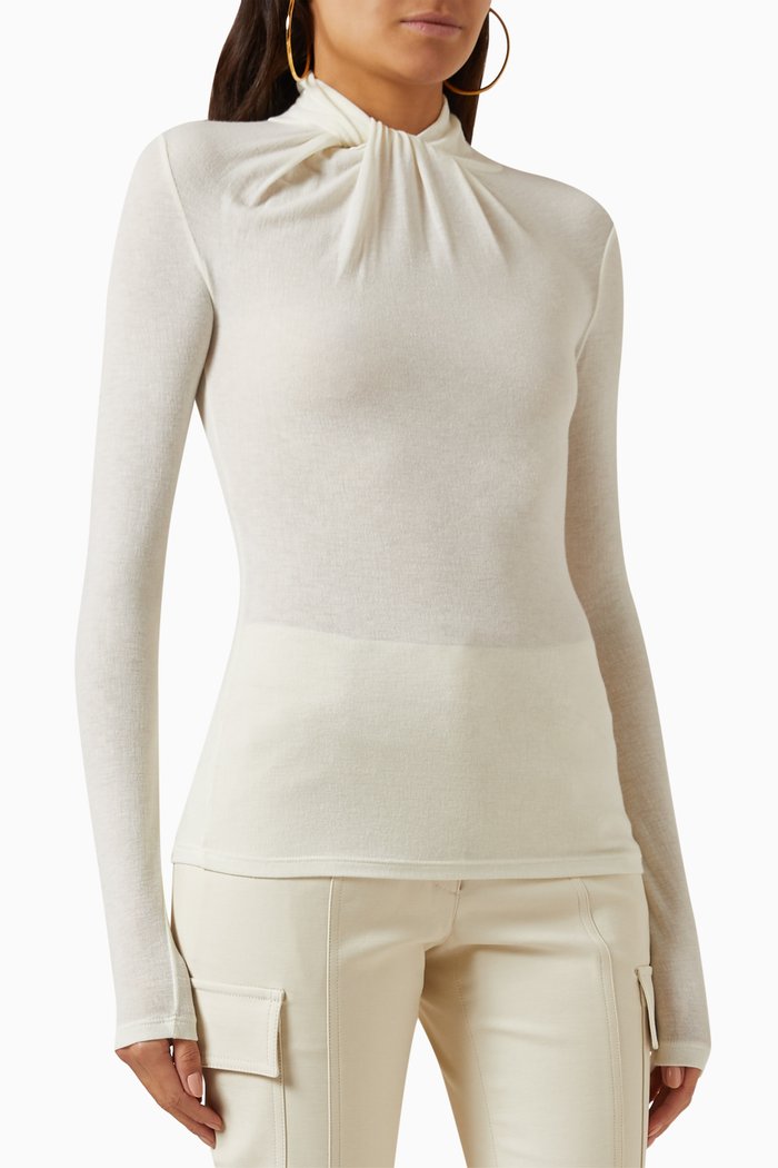 

Front Twist Top in Jersey, White