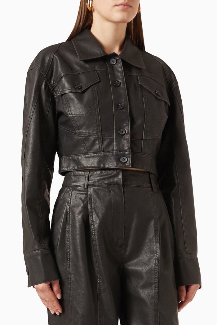 

Pigment Cropped Jacket in Vegan-leather, Grey