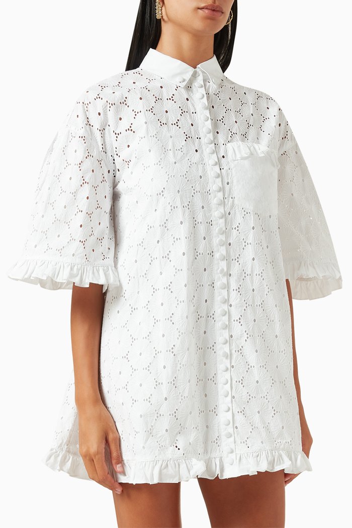 Anna Shirt Dress in Organic Cotton, White