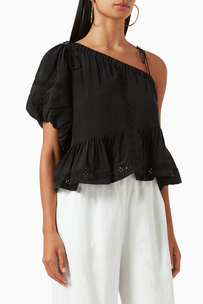 

Isla Smock Top in Silk, Black