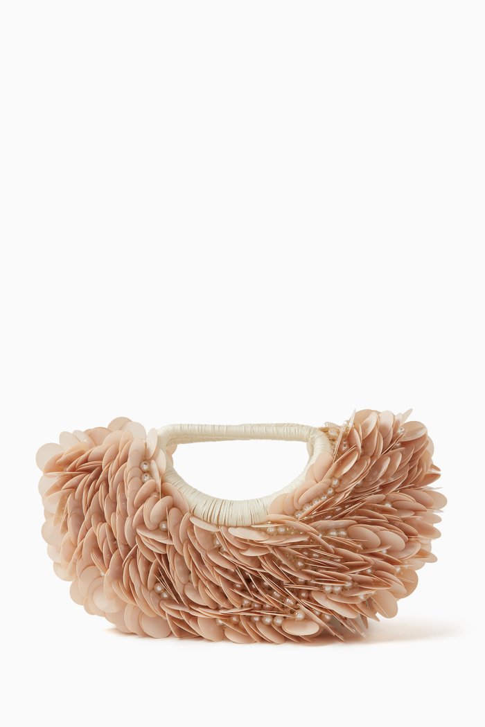 

Hermaphrodite Clutch in Pearls and Sequins, White