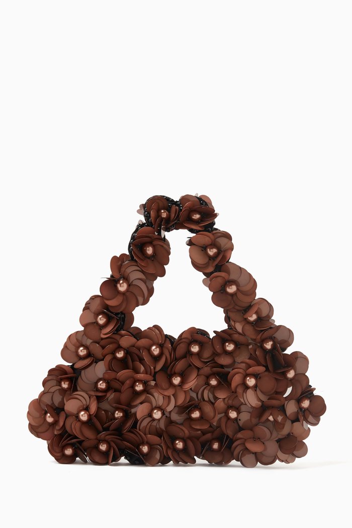

Small Hermaphrodite Bag in in Pearls and Sequins, Brown