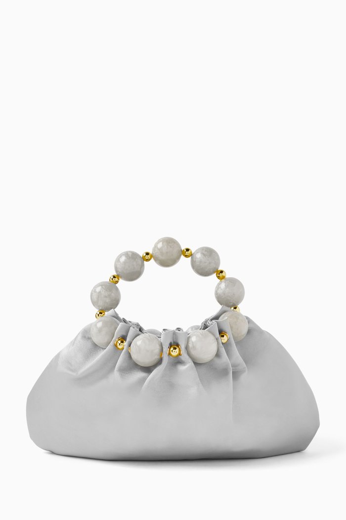 

Julie Top Handle Bag in Satin, Silver