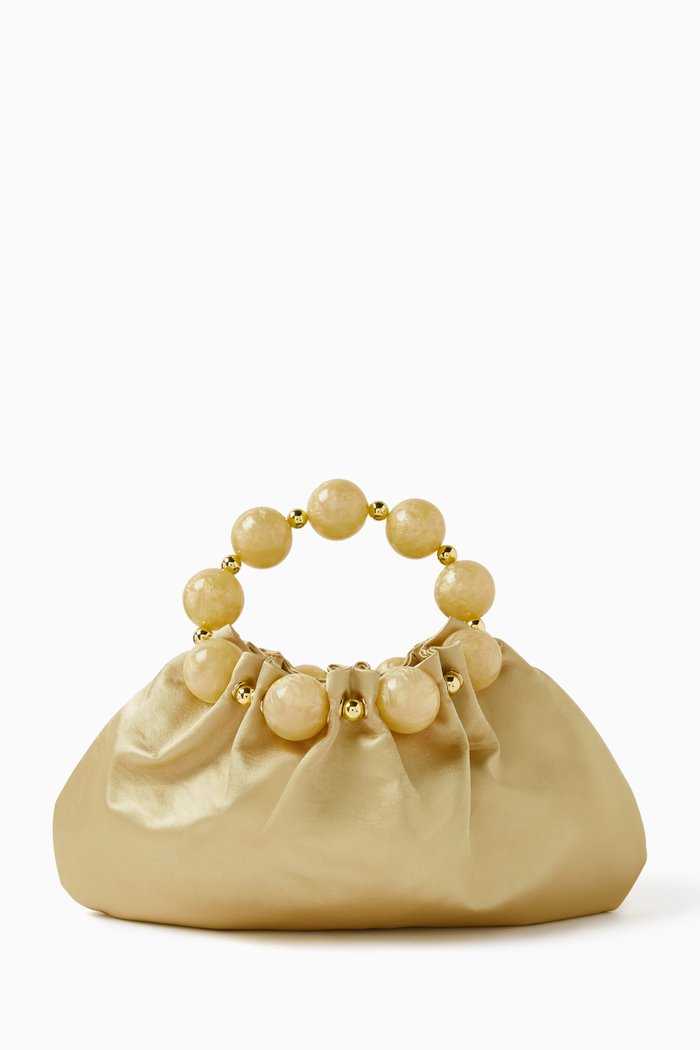 

Julie Top Handle Bag in Satin, Yellow