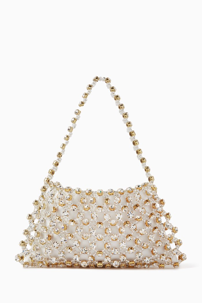 

Small Songes Shoulder Bag in Crystals and Beads, Silver