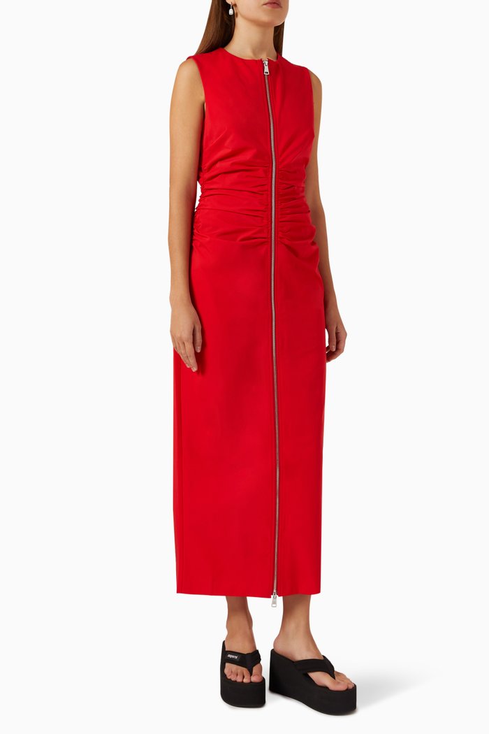 

Zipper Bodice Maxi Dress, Red