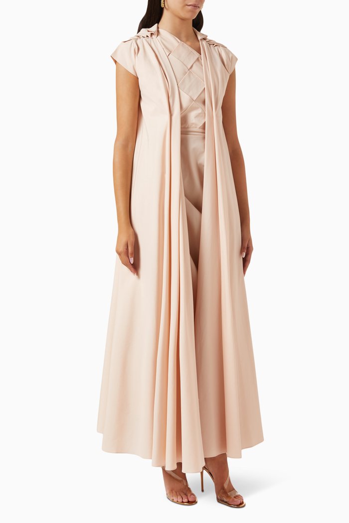 

Two-piece Cape Maxi Dress Set in Cotton, Pink