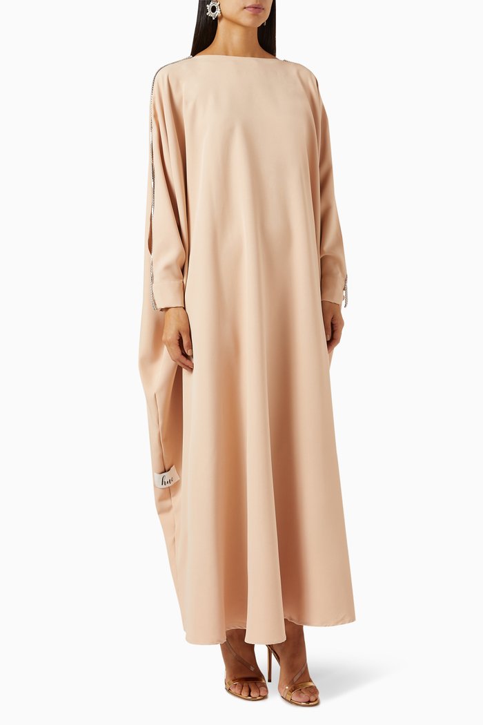 

Open-sleeve Dress in Crepe, Pink