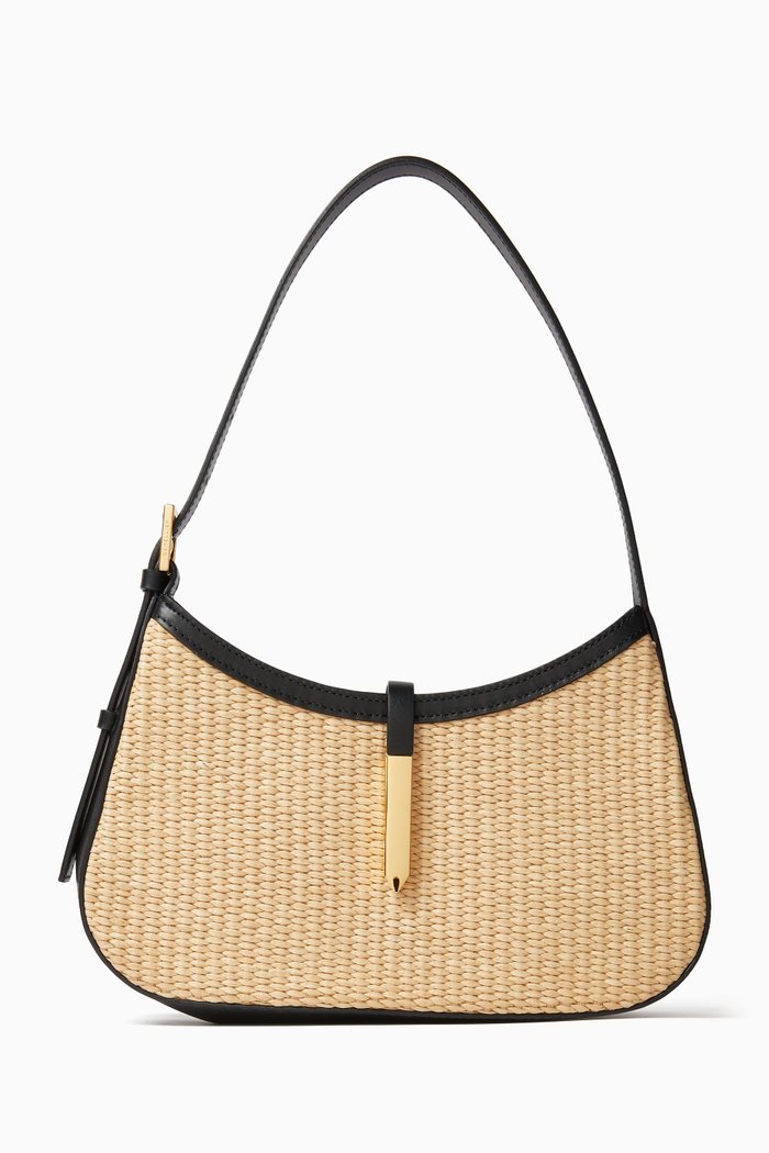 

Small Tokyo Shoulder Bag in Raffia, Black