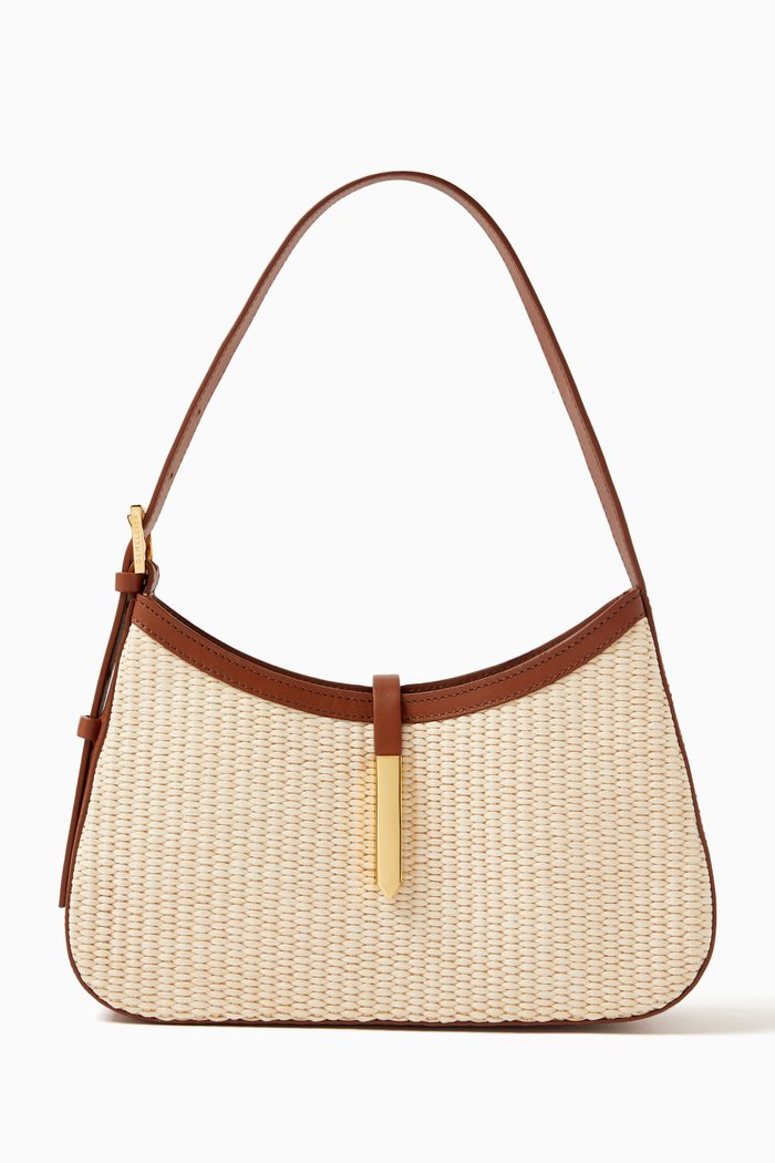 

Small Tokyo Shoulder Bag in Raffia, Brown