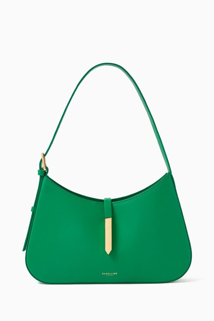 

Small Tokyo Hobo Shoulder Bag in Smooth Leather, Green