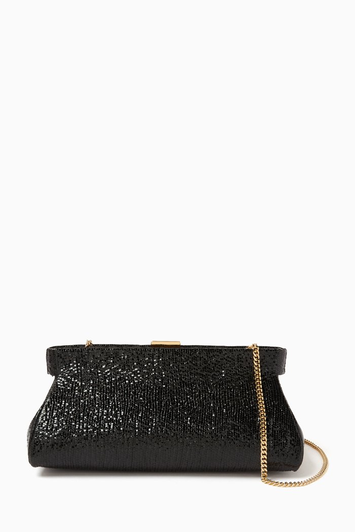 

Small Cannes Clutch in Textured Leather, Black