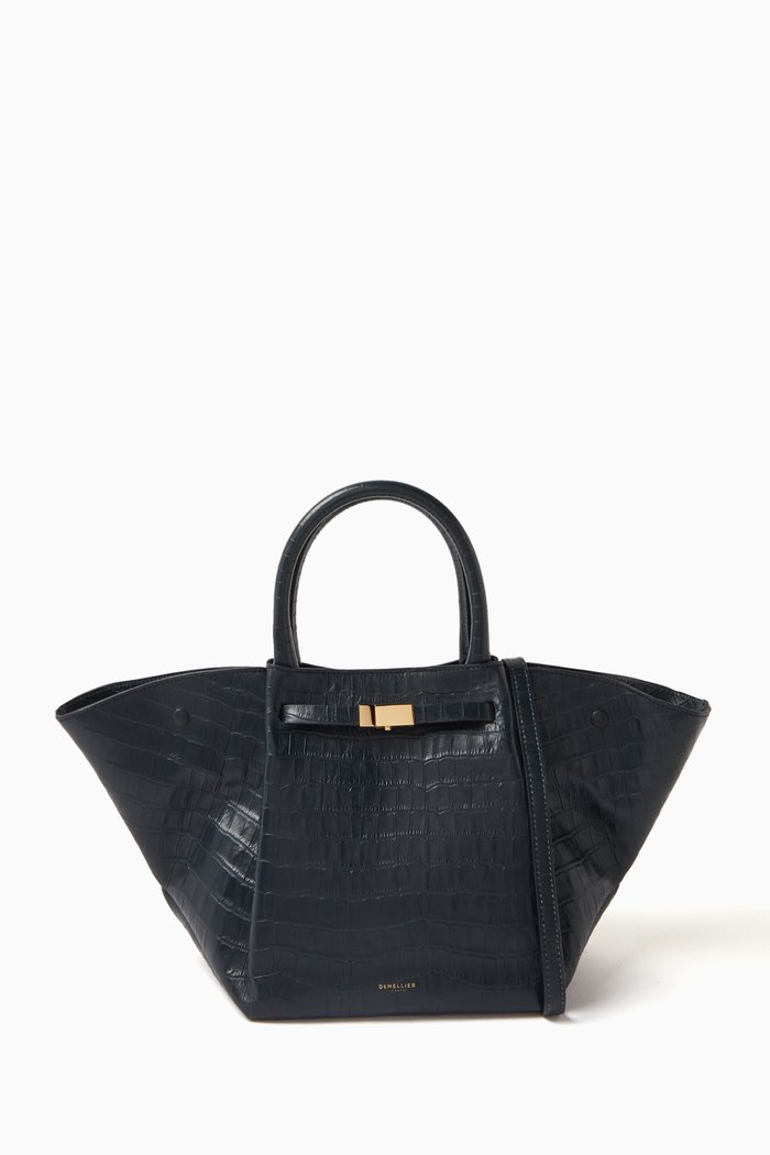 

The New York Tote Bag in Croc-embossed Leather, Blue