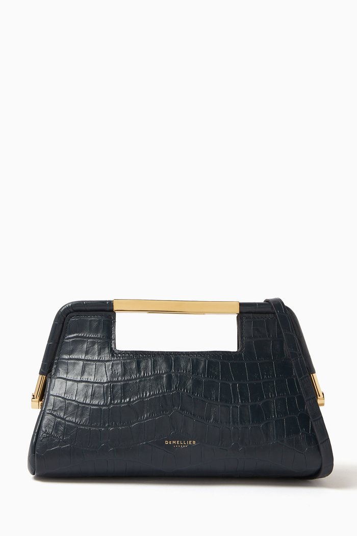 

Mini Seville Clutch in Croc-embossed Leather, Blue