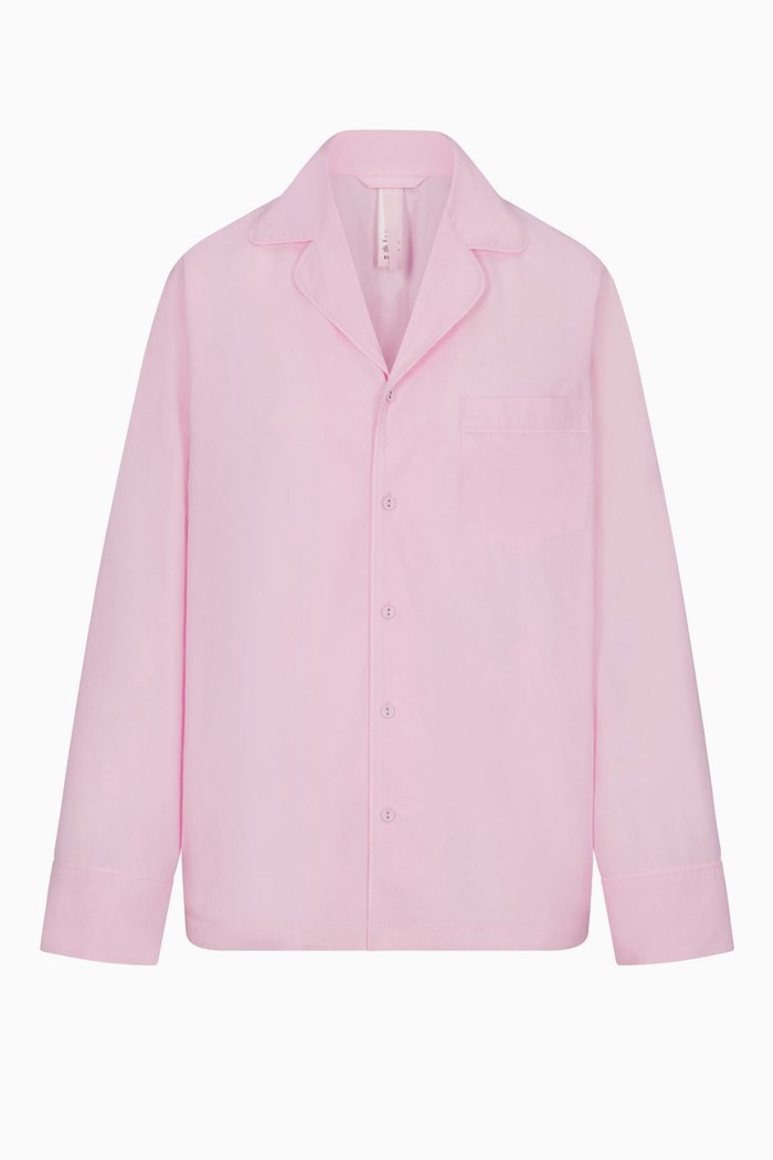 

Cotton Poplin Sleep Button Up Shirt, Pink