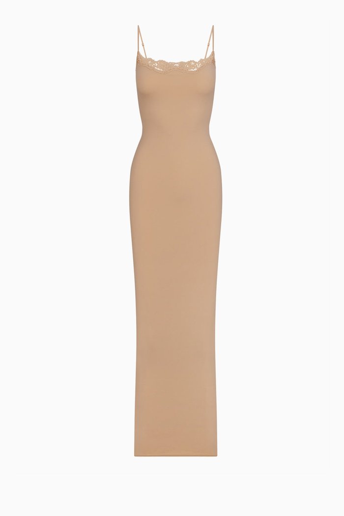 

Fits Everybody Corded Lace Long Slip Dress, Grey