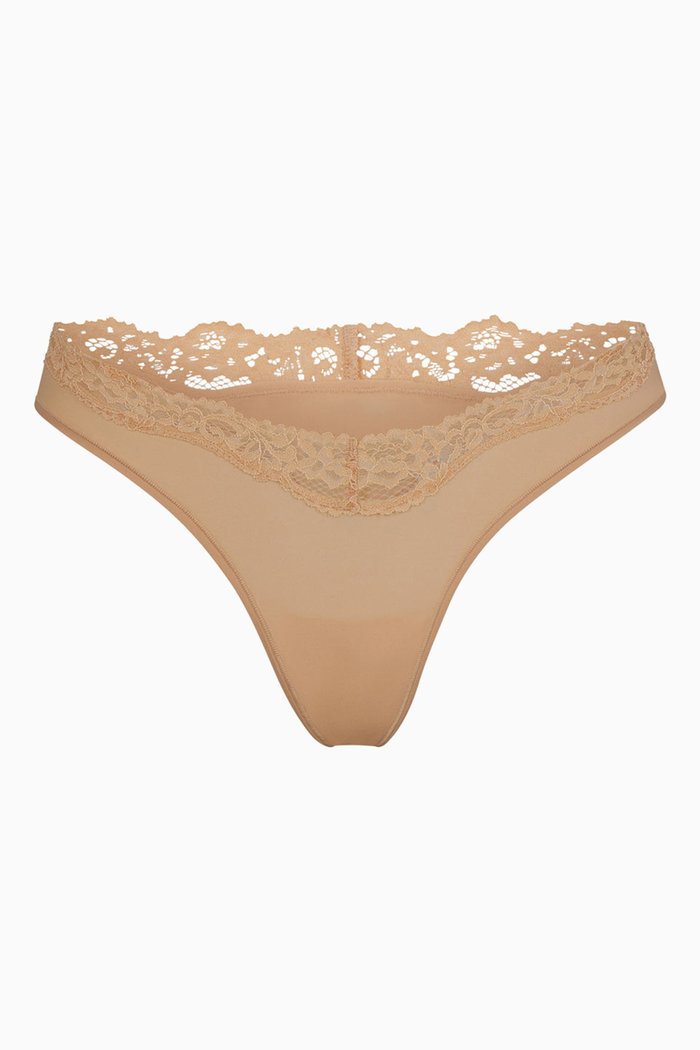 

Fits Everybody Corded Lace Dipped Thong, Grey