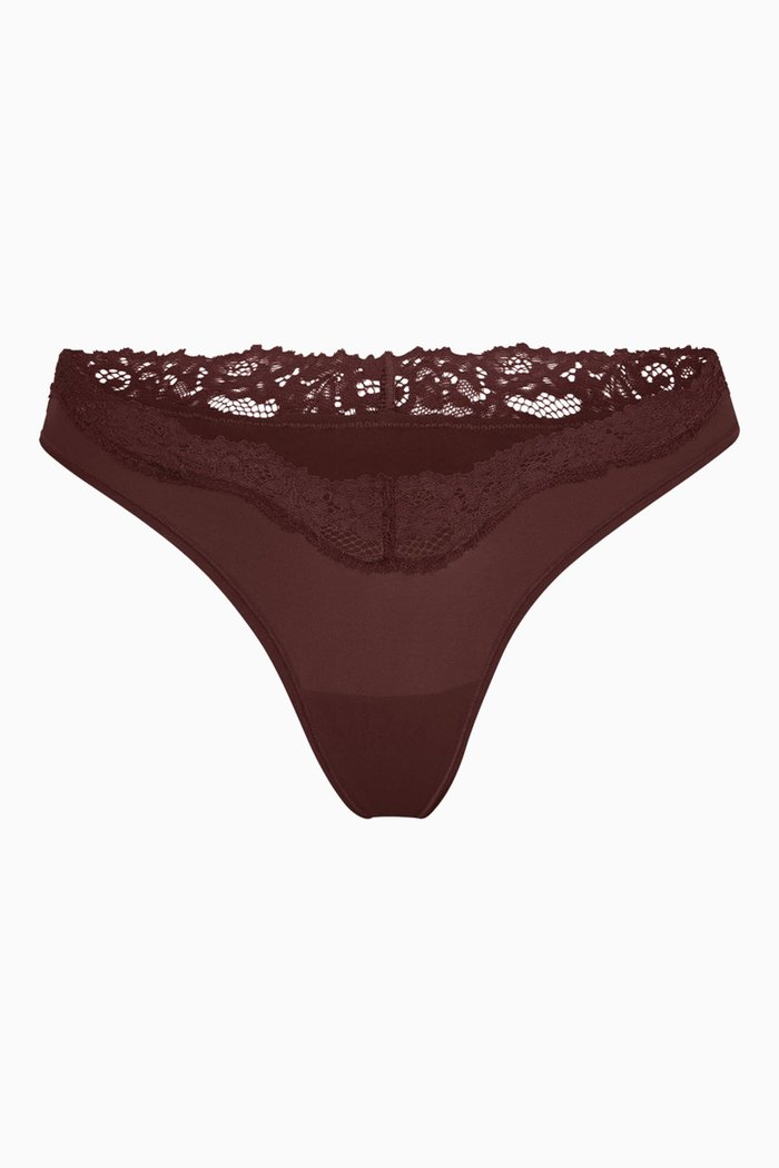 

Fits Everybody Corded Lace Dipped Thong, Brown