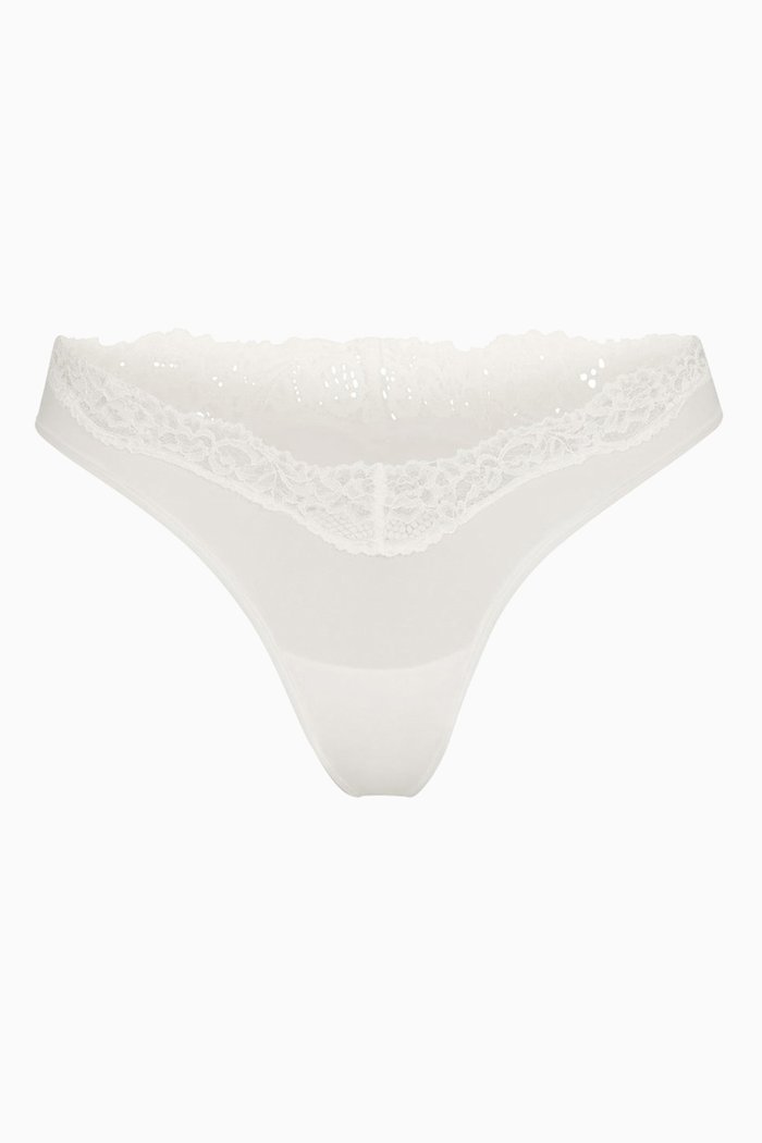 

Fits Everybody Corded Lace Dipped Thong, White